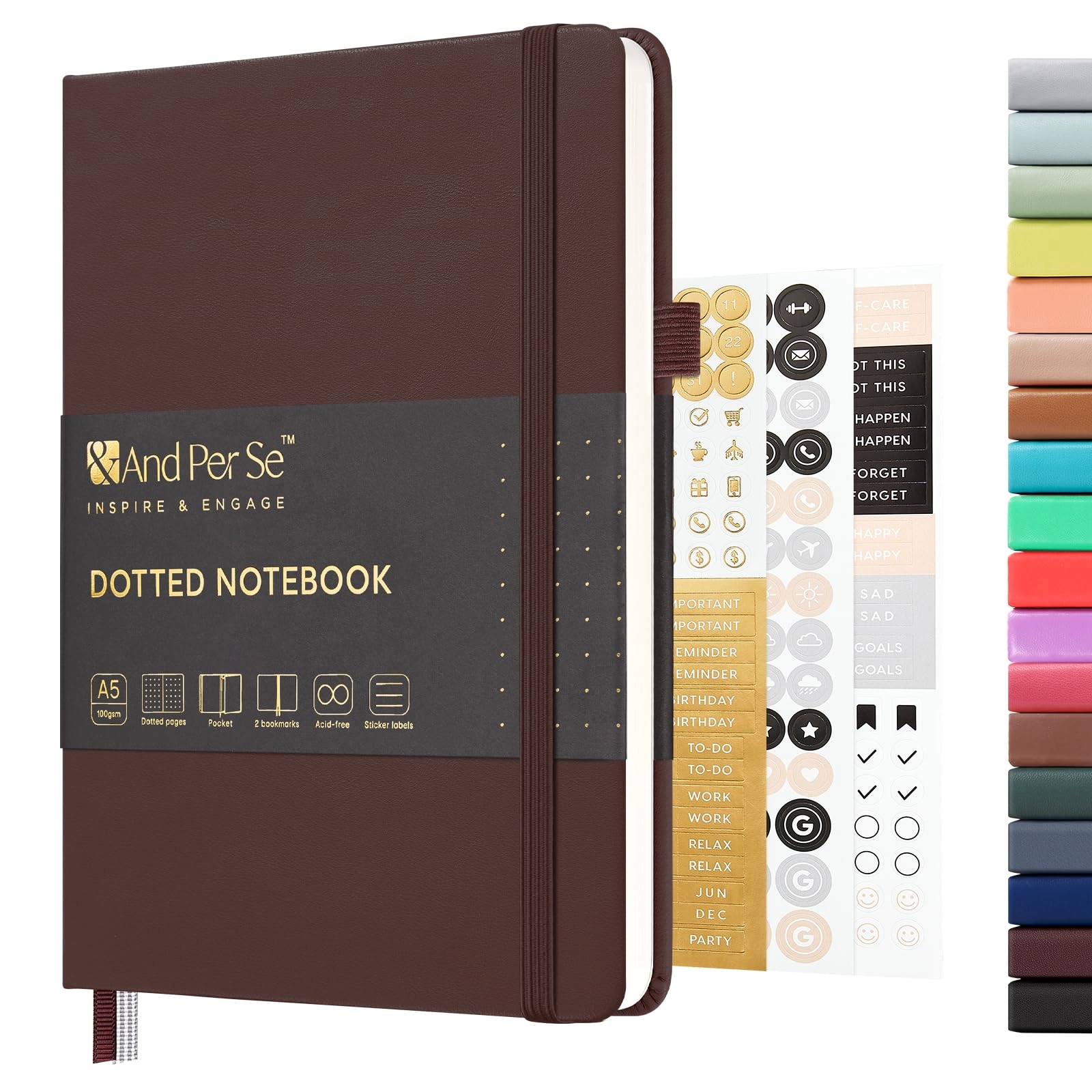 &and per se Dotted Journal Notebook A5 Hardcover - Dotted 160 Pages