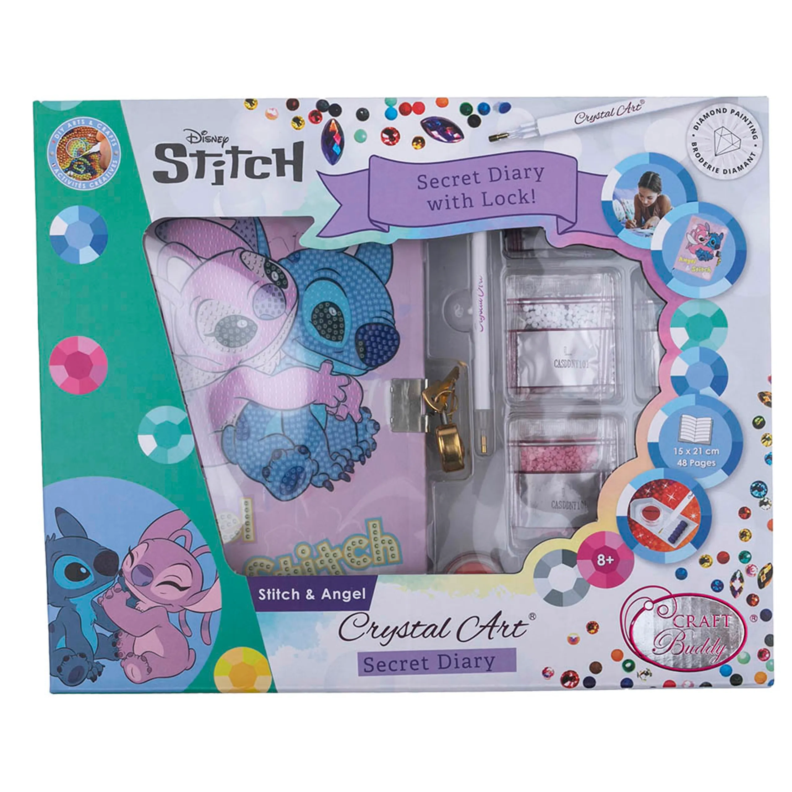CRAFT Buddy Crystal Art Secret Diary - Stitch & Angel