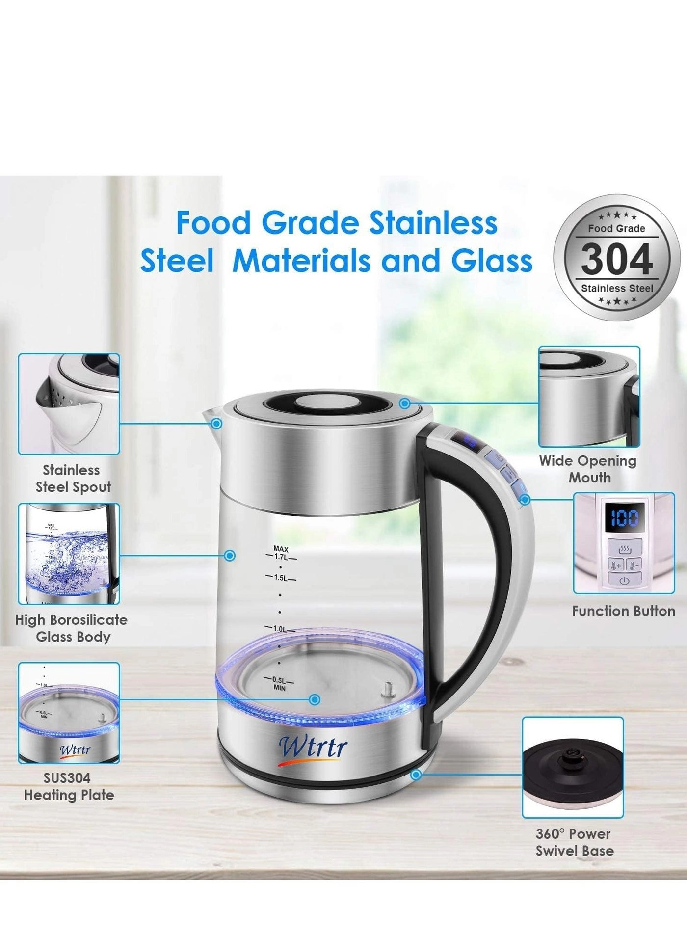Glass Stainless Electric Kettle