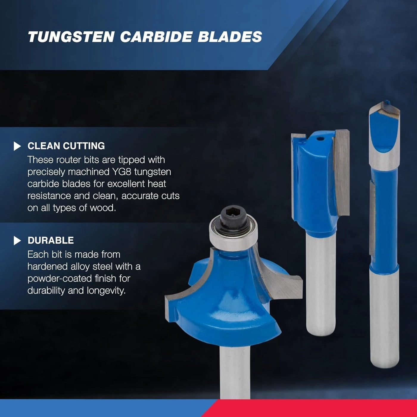 10100 Tungsten Carbide Router Bits - 1/4-inch 15 pieces