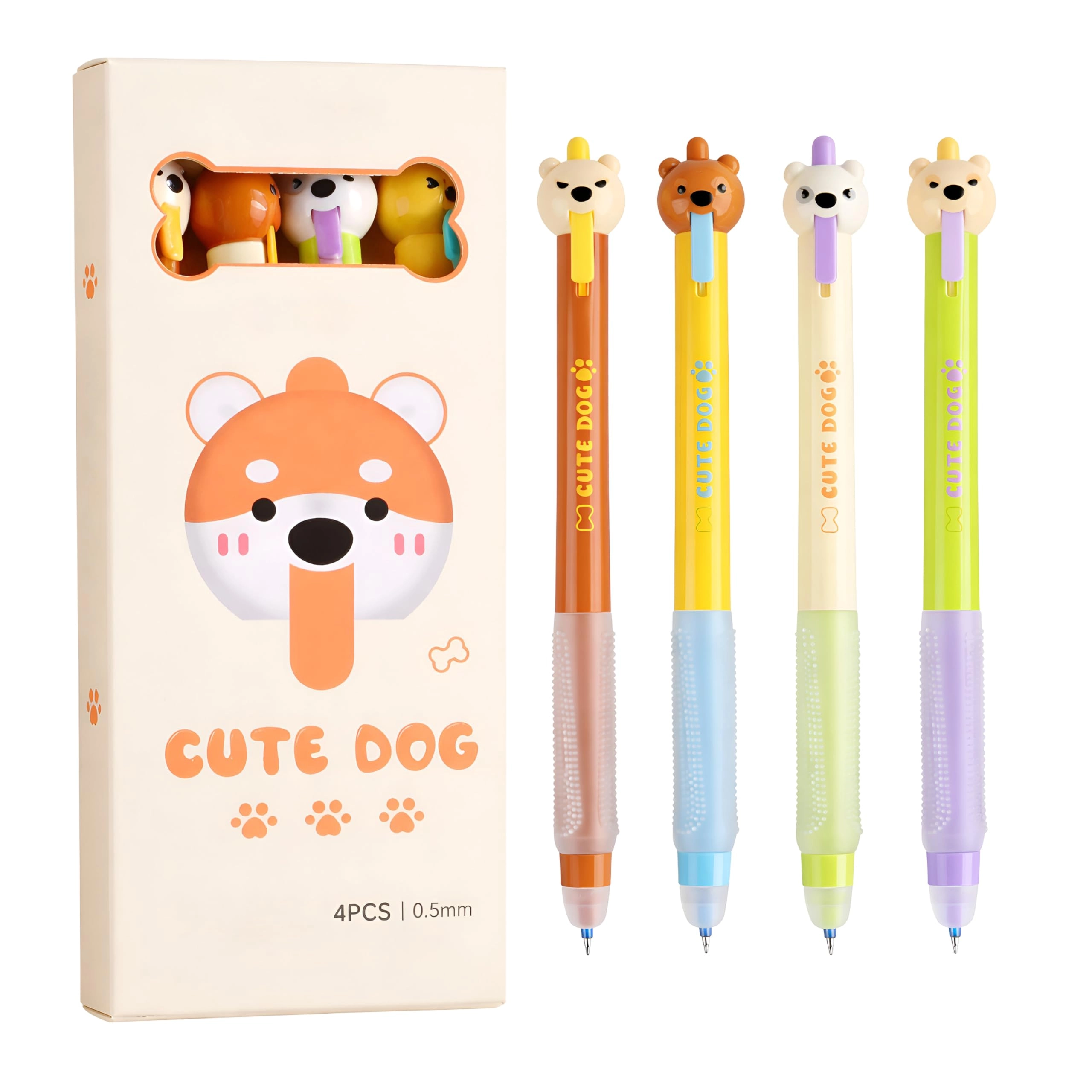 Sunshine Gift and Stationers Cute Dog Gel Pen Set - 4Pc 0.5mm