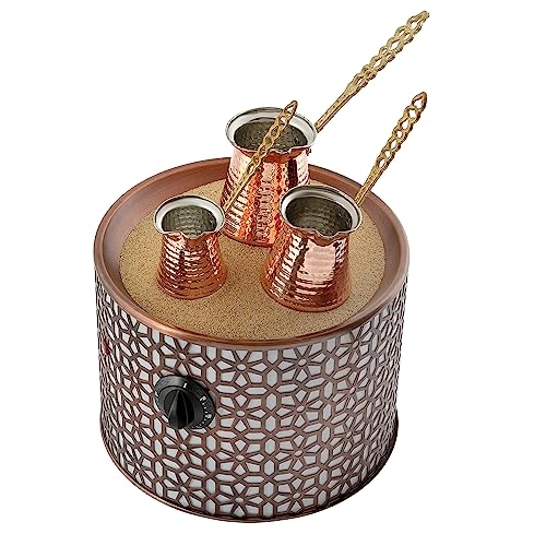 Antique Authentic Turkish Copper Electric Hot Sand - 10 Fluid Ounces 500 watts 3 Copper Pots