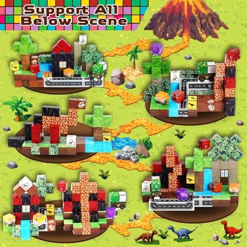 Magnetic Building Blocks - dinosaur landscape 100 pcs
