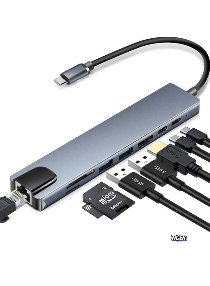 USB C Hub 8-in-1 - 4K HDMI 100W PD USB 3.0