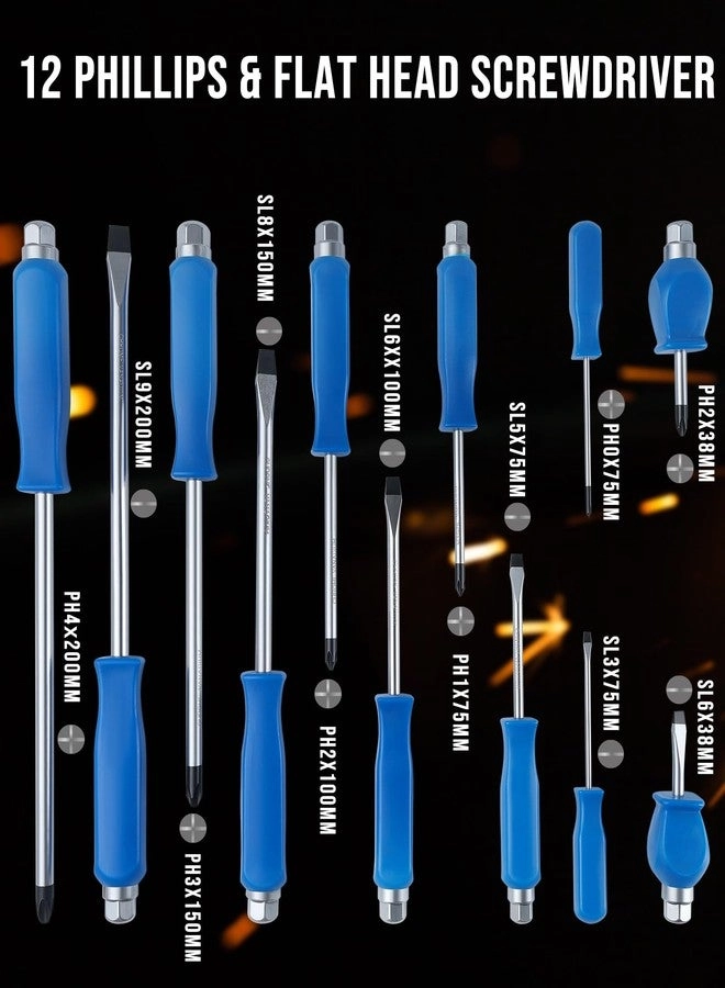 Magnetic Slotted and Phillips Screwdriver Set (12 Pcs)