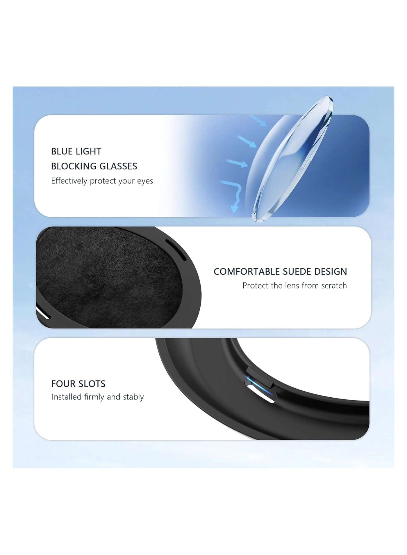 Lens Protector Cover + Glasses Spacer + Blue Light Blocking Glasses