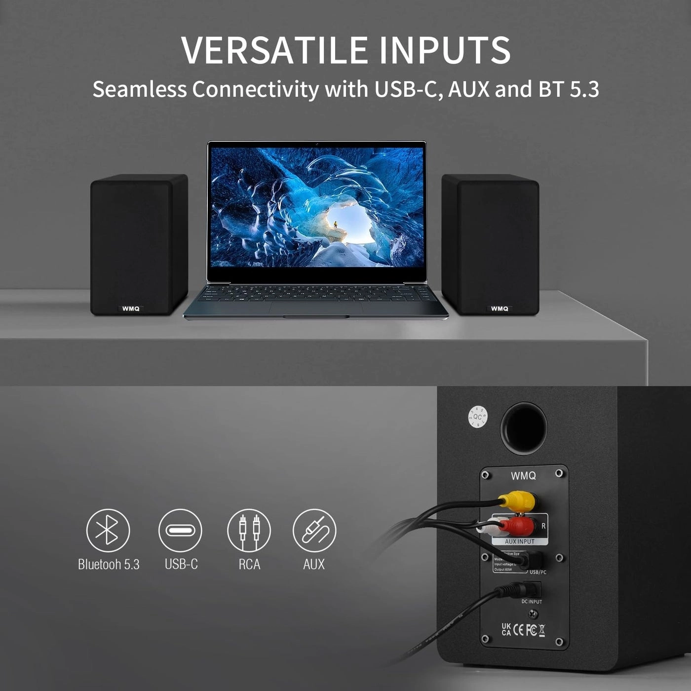 Powered Bookshelf Speaker Pair - 60W