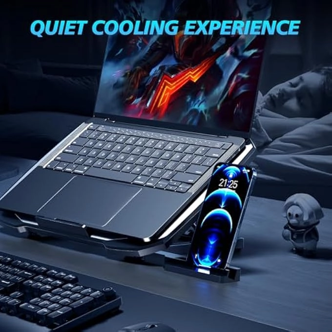 Laptop Cooling Pad Stand - Quiet Fan Height Adjustable USB Interfaces