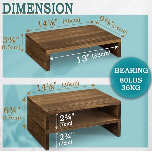 Monitor Stand Riser - 14.2 in. Sheesham Wood