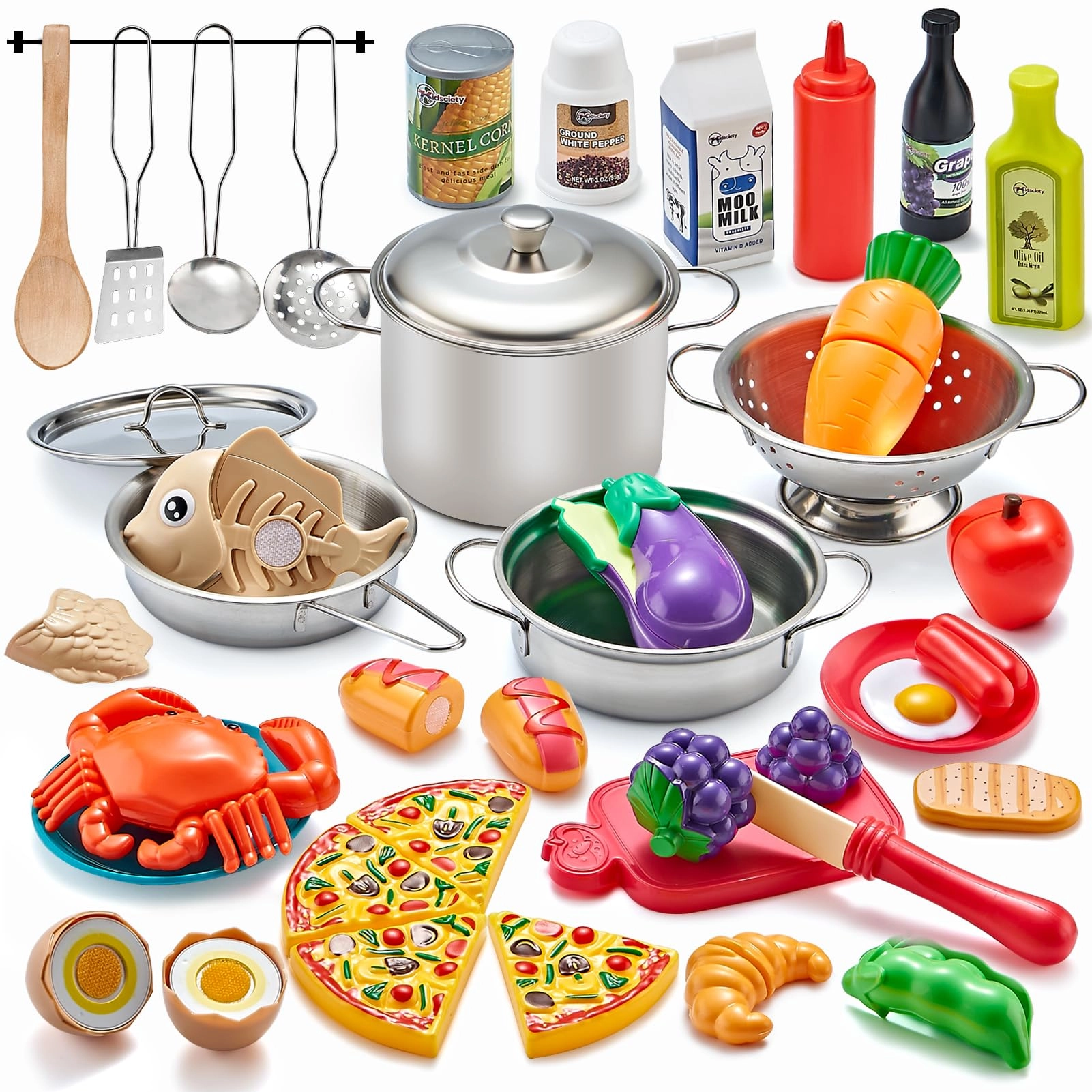 Kidsciety Pretend Play Kitchen Accessories - 52pc