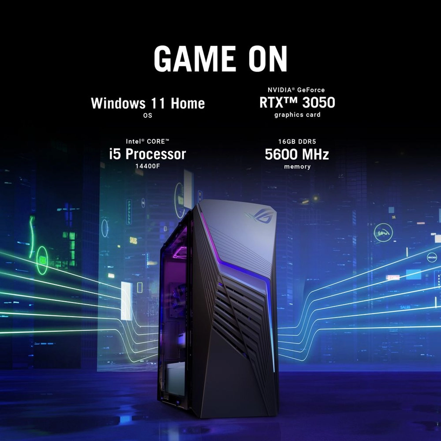 Tower 2024 Desktop PC G13CHR-51440F047W Intel Core i5-14400F 16GB NVIDIA GeForce RTX 3050 1TB