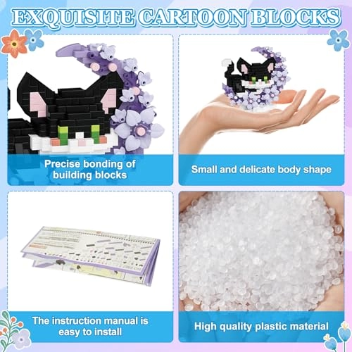 Cat mini building blocks - little black cat little white cat 2pcs