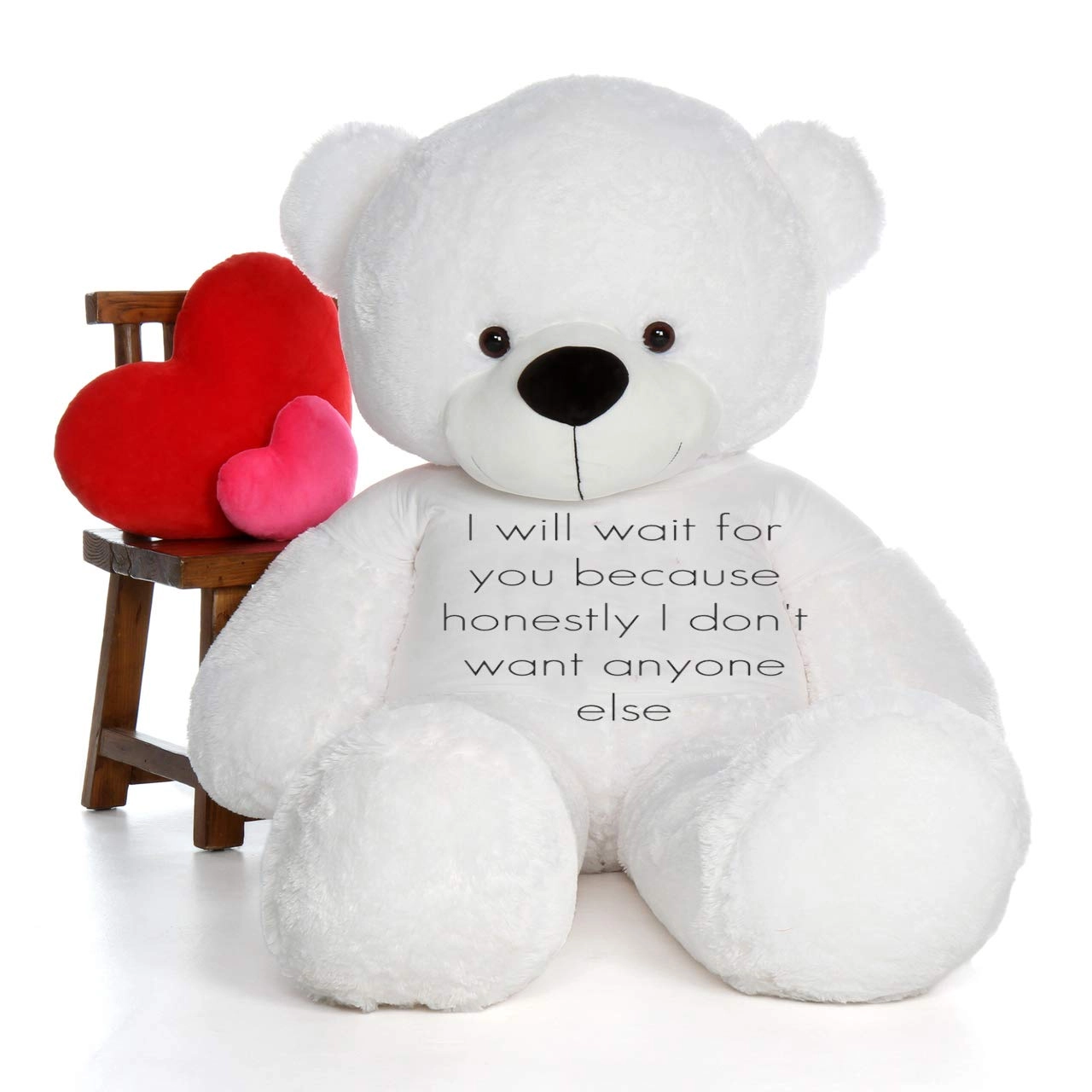 3 feet White_T Shirt_ I Love u much Teddy Bear - 3 Feet White