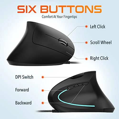 Ergonomic 12 Vertical Mouse - USB