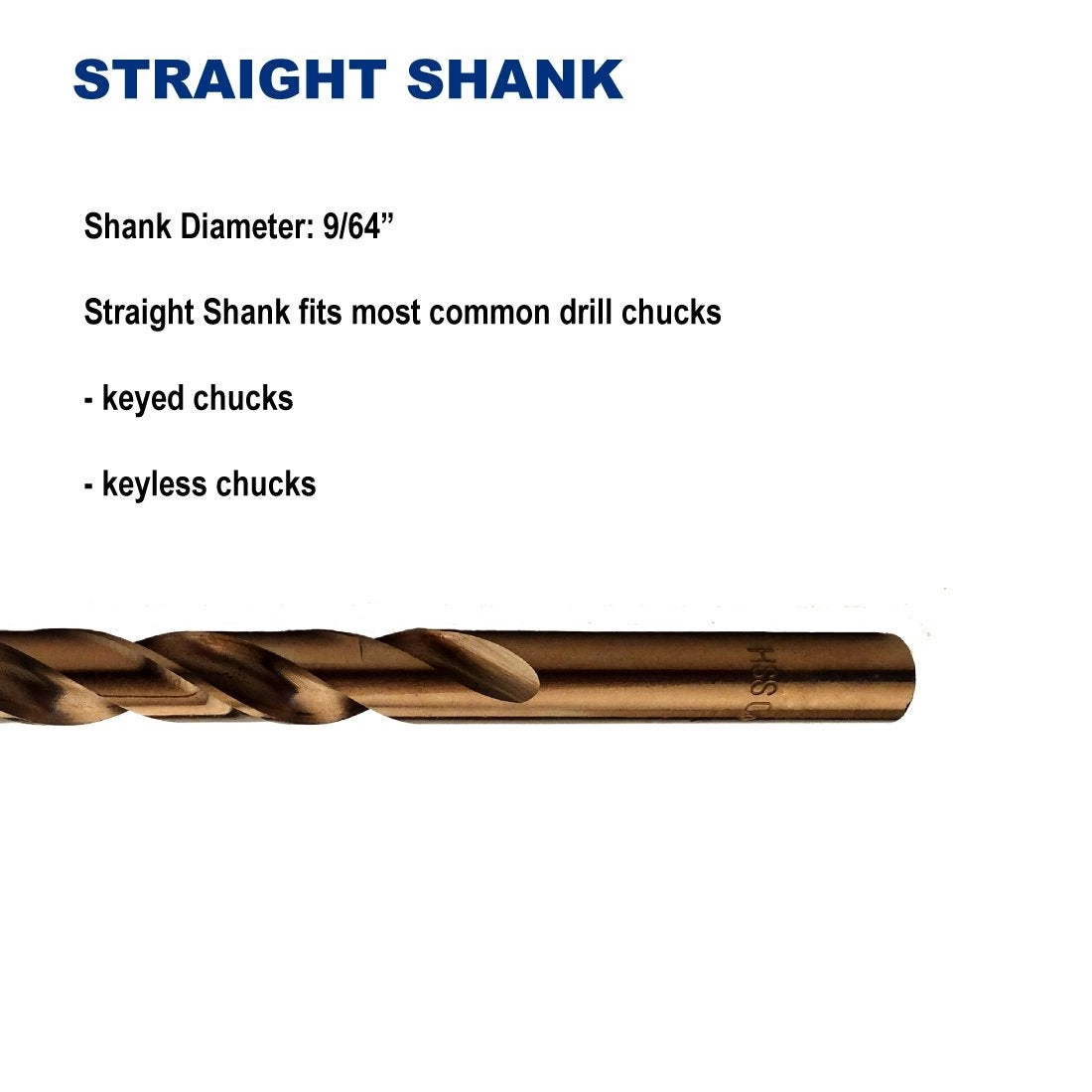 Jobber Length Twist Drill Bits - Cobalt Steel M35 Pack of 12 9/64-Inch