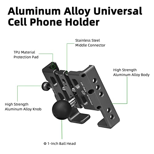 Phone Mount - Aluminum Alloy 1'' Ball Universal 2.3" to 3.4"