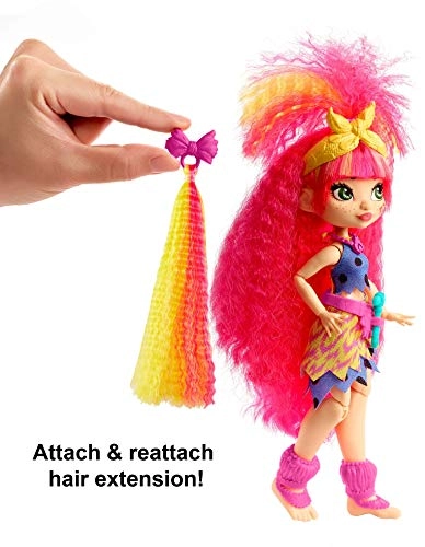 Emberly Poseable Prehistoric Fashion Doll - Pink Hair Polka-dotted Dress Ages 4+