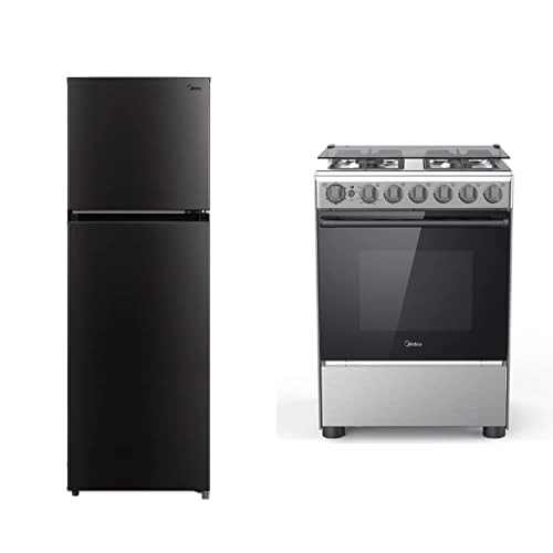 Midea Double Door Freestanding Refrigerator + Freestanding Cooker