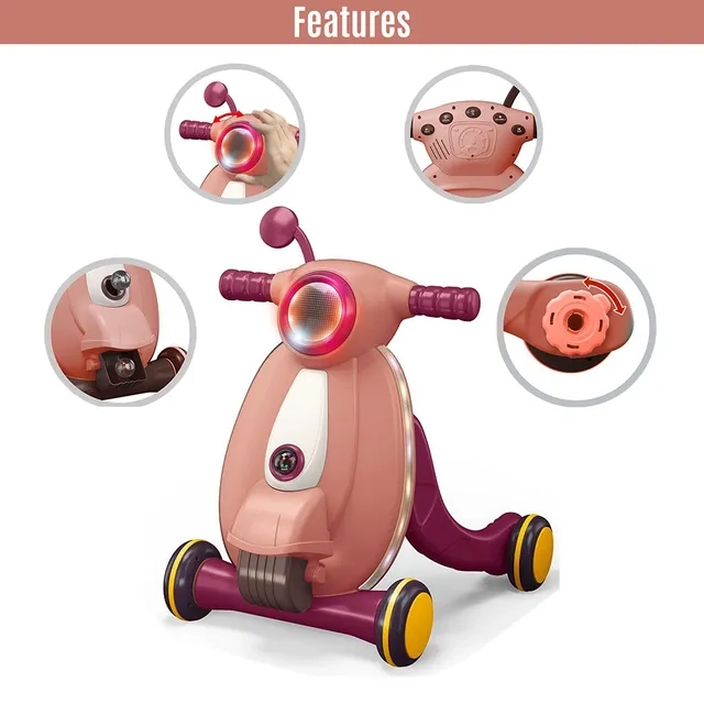 Multifunctional Baby Walker - Light Music Pink