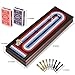 Cribbage Board - Magnetic 3-Track Scoreboard 9 Metal Pegs