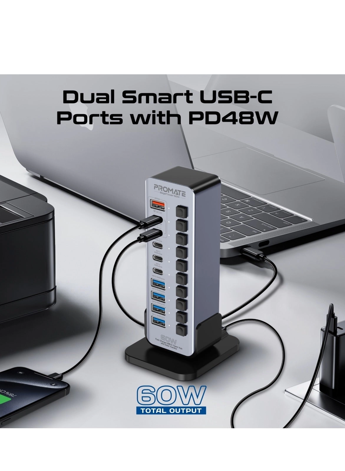 GegaTower-60W - 14-In-1 USB-C Tower Hub