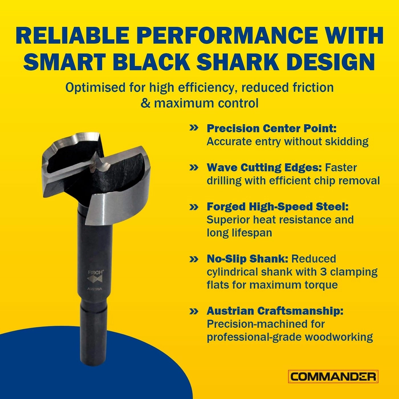 Black Shark Forstner Drill Bit - forged high-speed steel