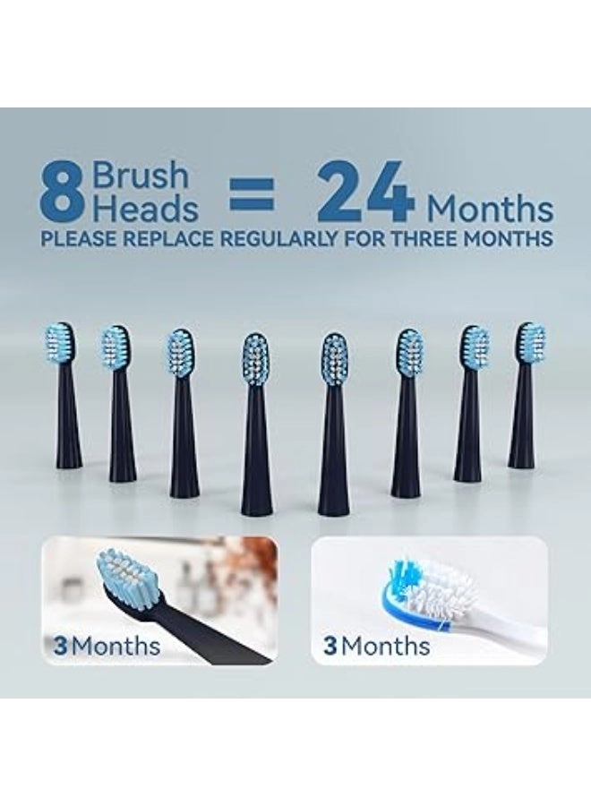 Sonic Electric Toothbrush - 8 Heads 5 Modes Midnight Black
