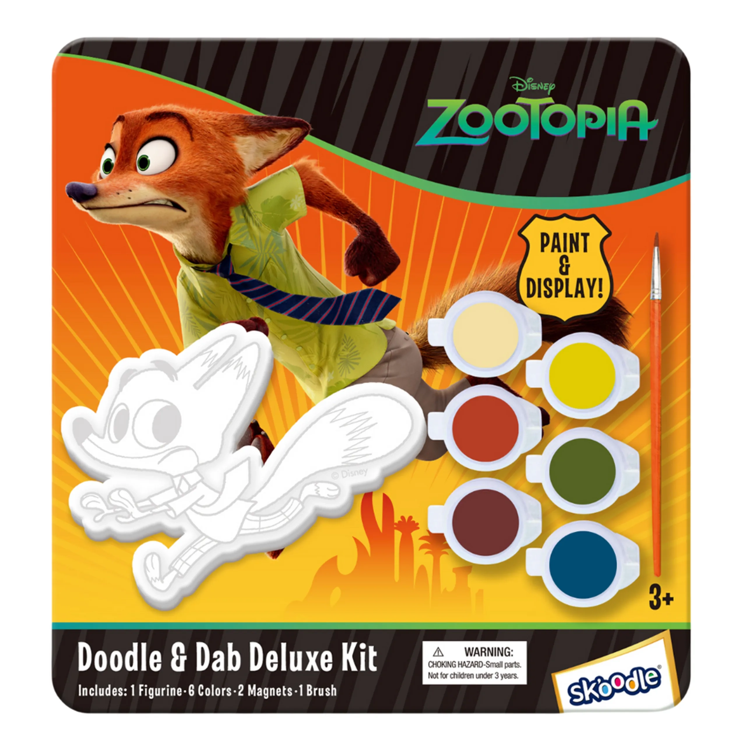 Zootopia Paint Your Own Nick Figurine Kit - 1 Nick Hopps figure 6 paint colors 1 brush 2 magnets