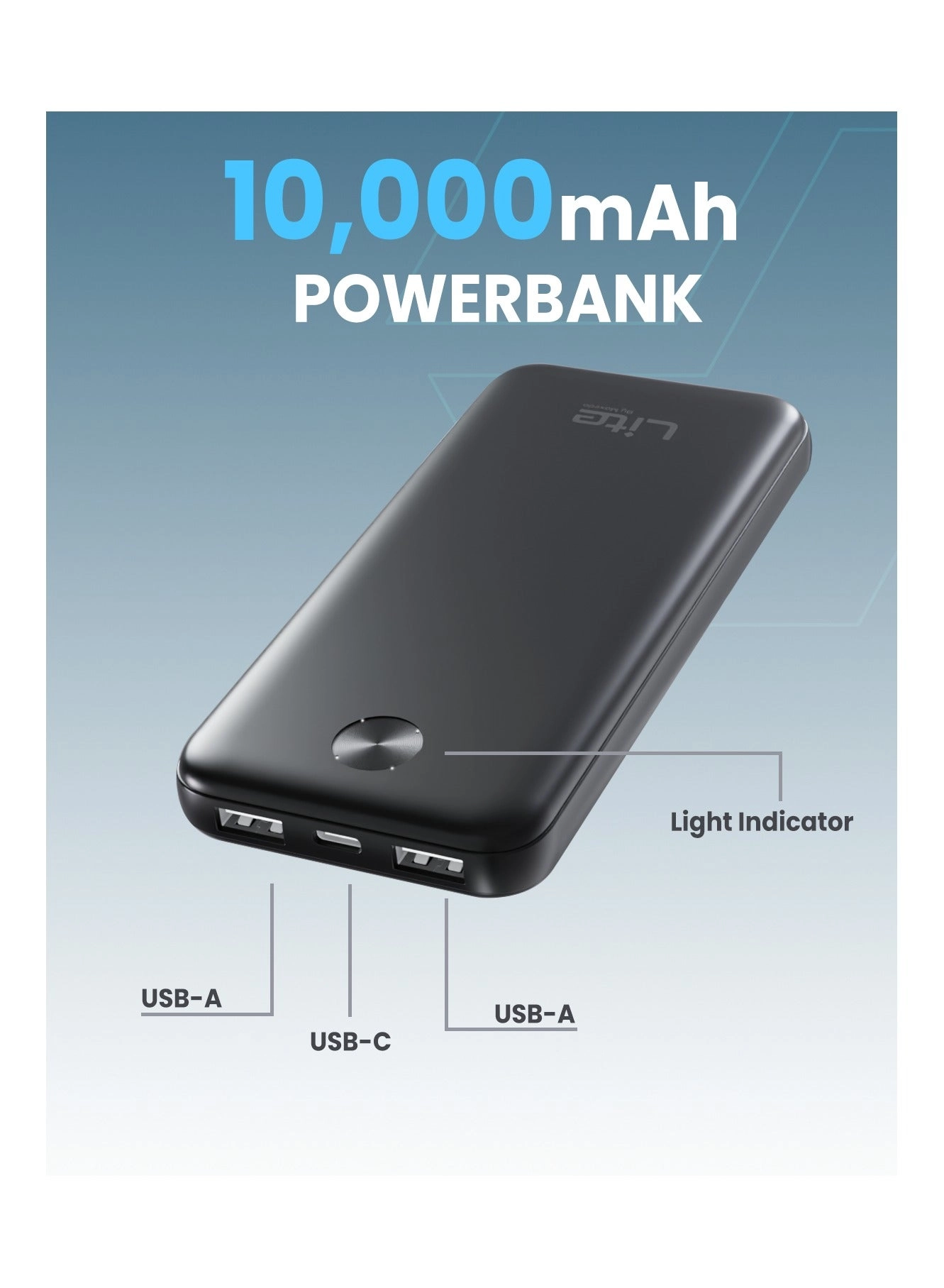 Lite - 10000 mAh Fast-Charging 2 USB-A 1 USB-C