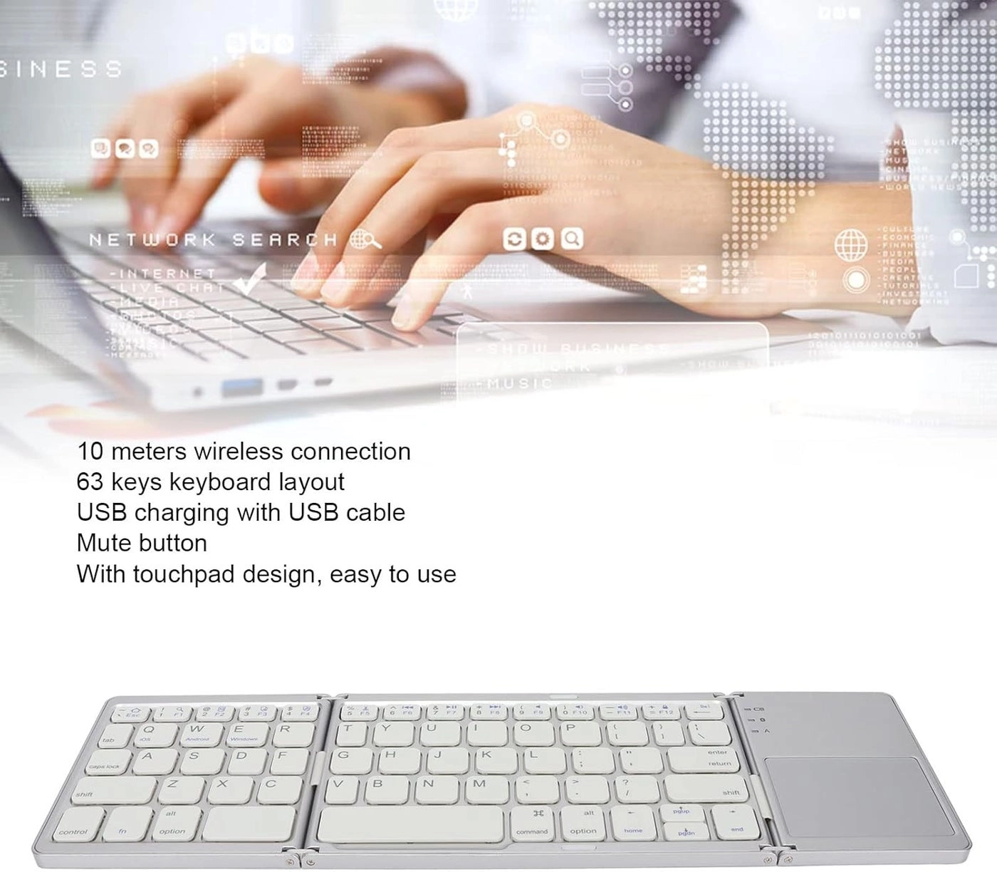 Foldable Bluetooth Keyboard for iOS for Android for Windows