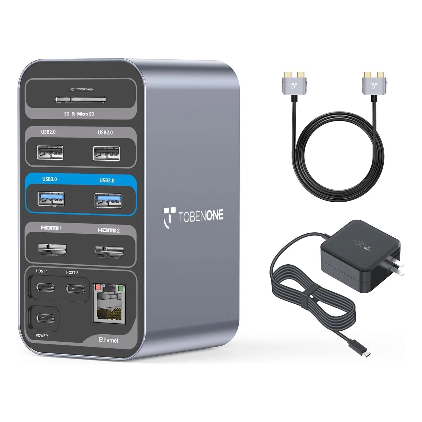 TOBENONE Docking Station - Dual Monitor 100W 2 HDMI