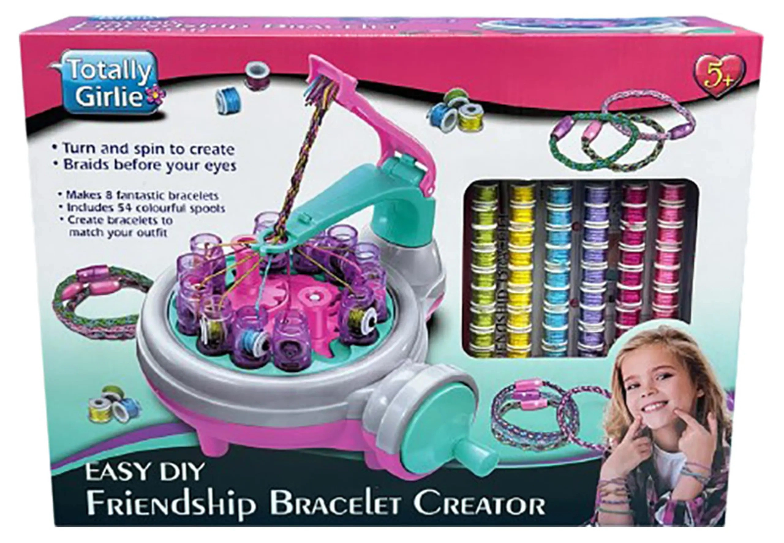 Totally Girlie Easy Friendship Bracelet Creator - 54 Colourful Spools 8 Bracelets