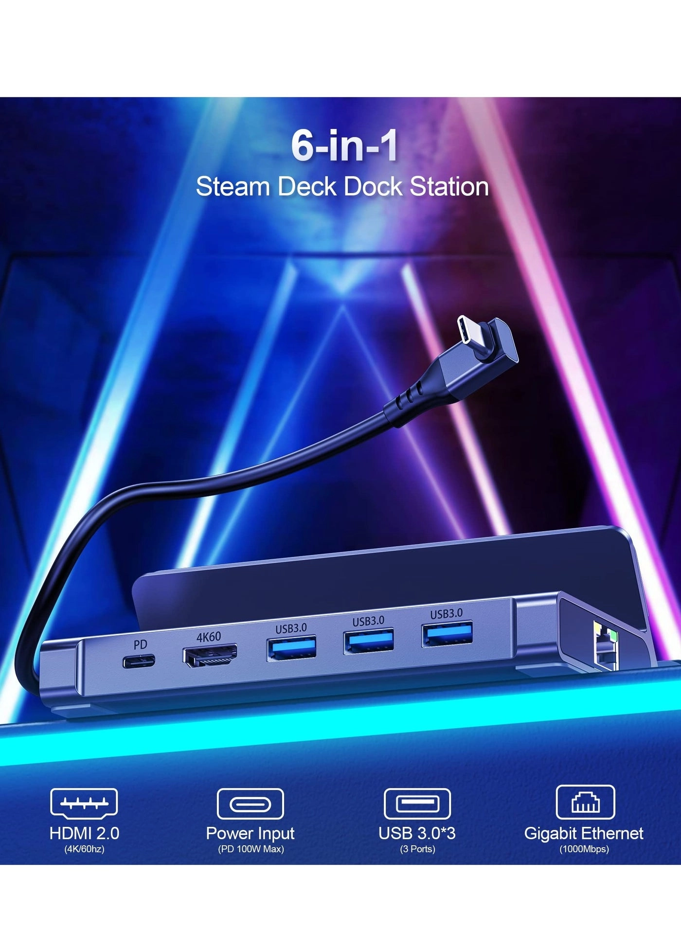 Docking Station for Steam Deck - 5-in-1 4K@60Hz 100W