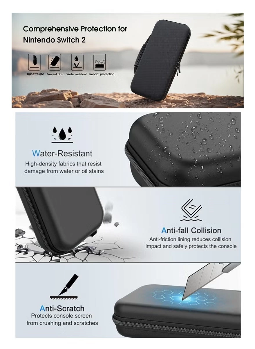 Carrying Case + Screen Protectors + Joystick Caps + Crystal Shell + Controller Covers - Switch 2
