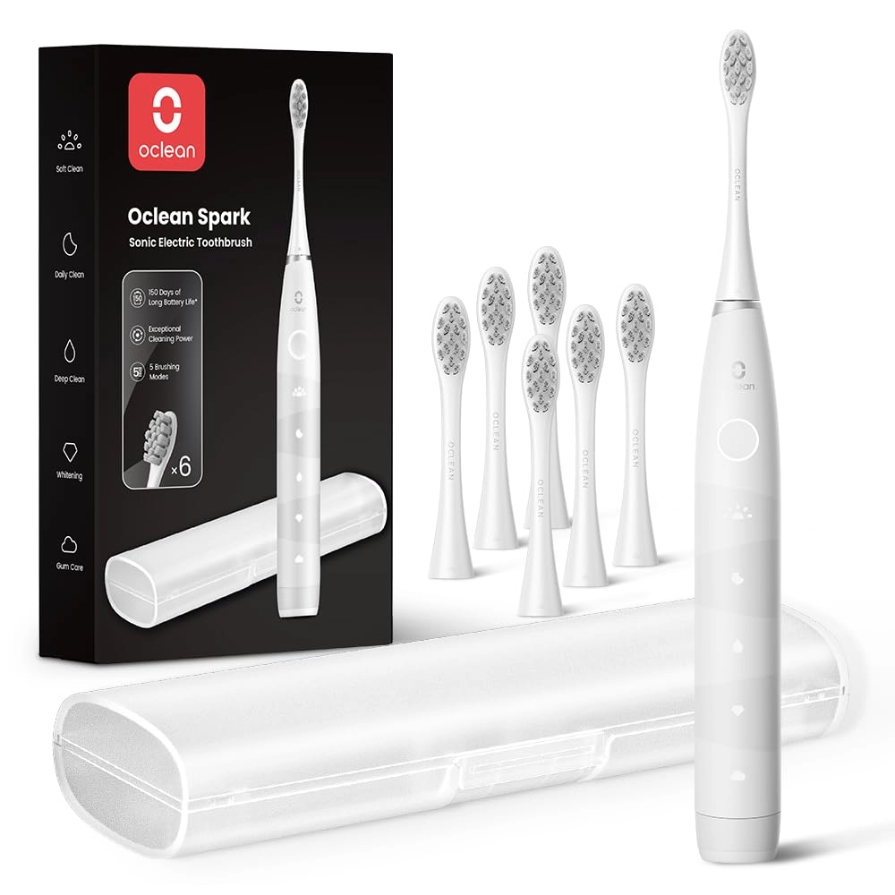 Electric Toothbrush - 150 Days Battery Life Sonic 6 Brush Heads
