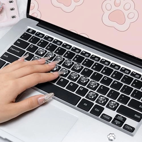 Cat Paw Shape Raised Keyboard Stickers - 20 PCS Crystal Clear Glass