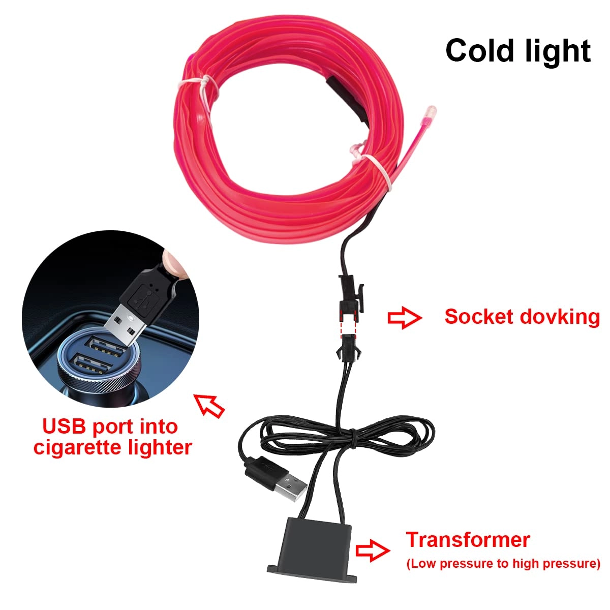 EL Wire Interior LED Strip Lights - 10FT