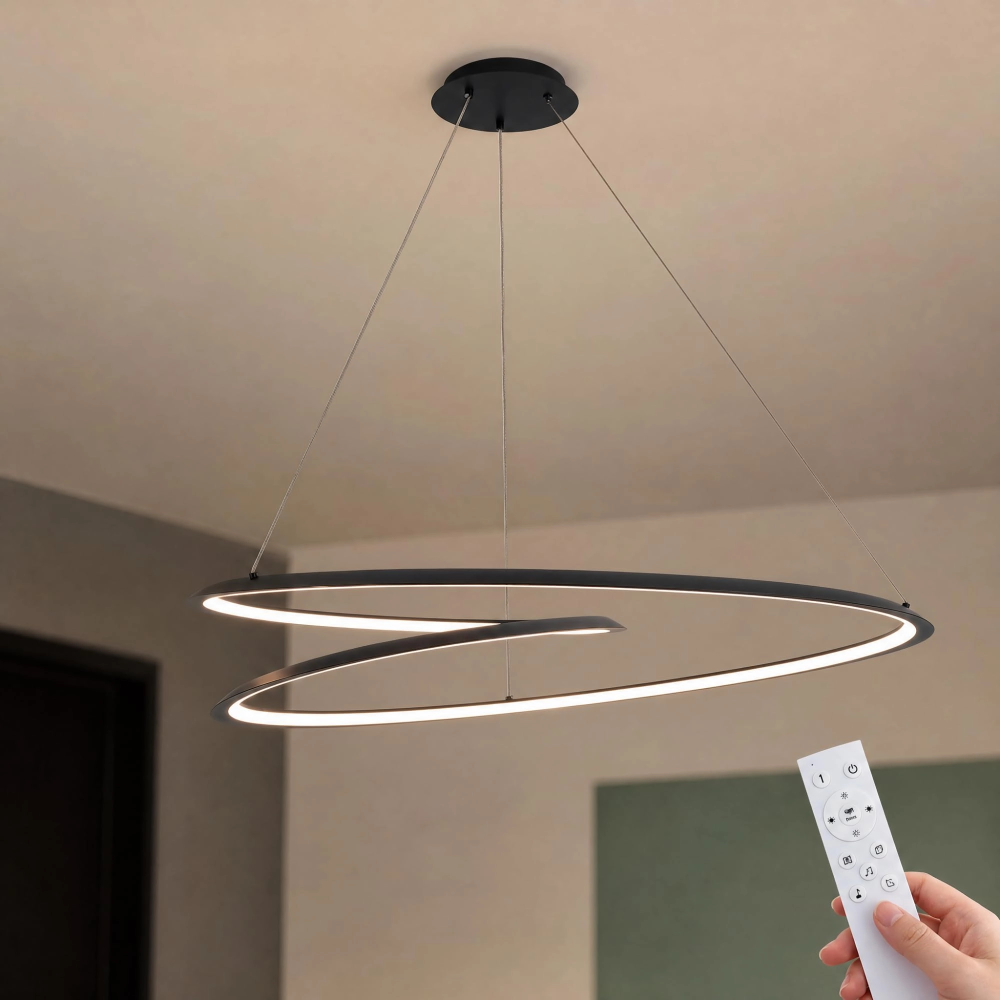 Modern Round LED Chandelier - 3000K–4000K–6000K Dimmable