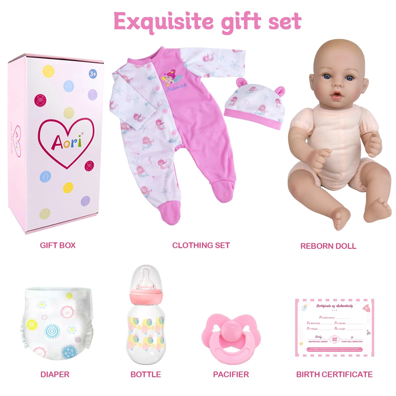 Reborn Baby Doll - 18 inch Newborn Girl Pink Outfit Ages 3+