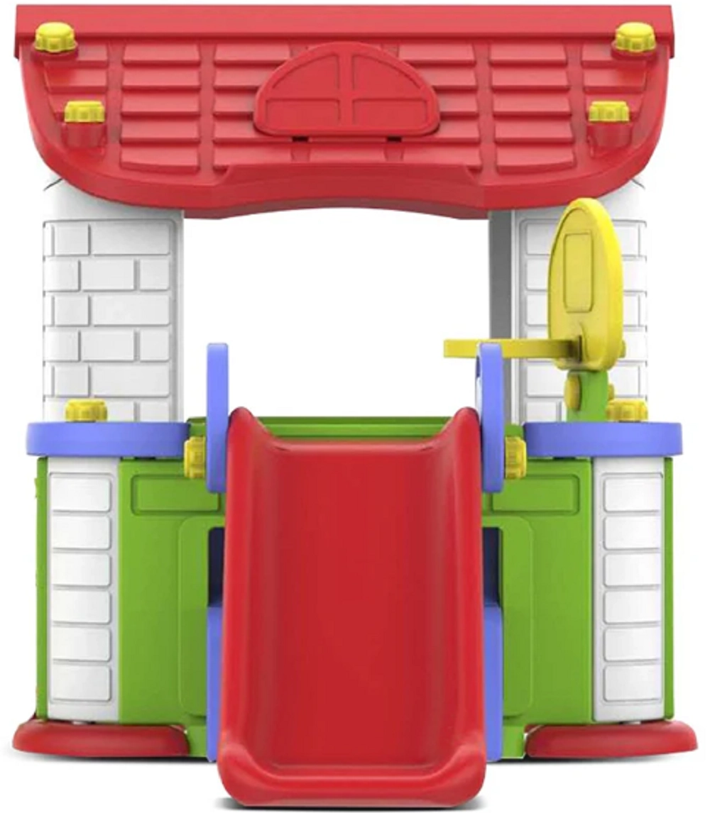 Fun Slide Playhouse - Roof Brick Design Red