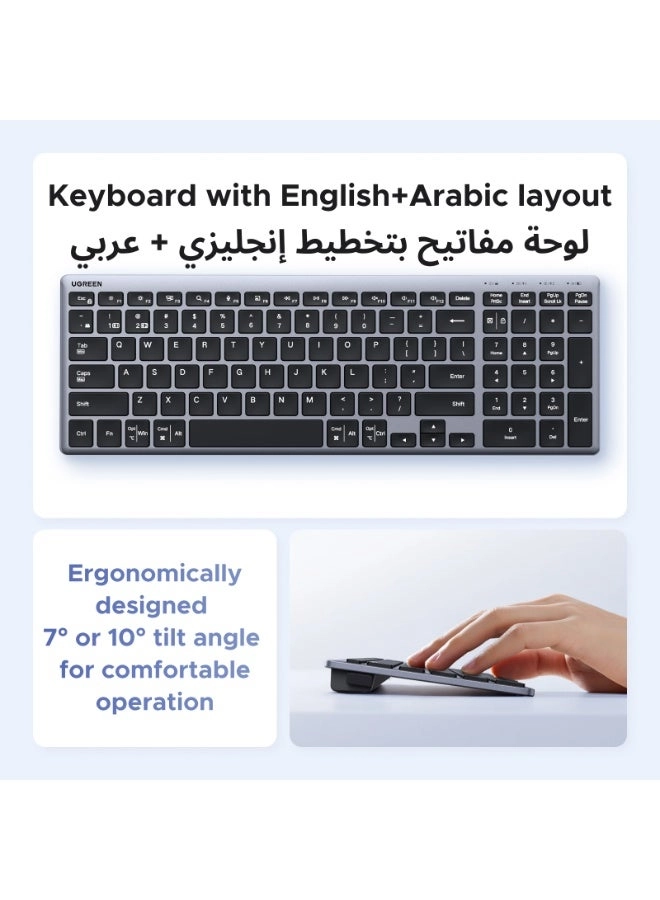 Slim Silent Wireless Keyboard for Mac/iPad/Windows/Android - English