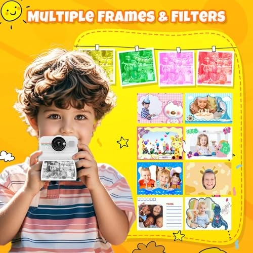 Kids Instant Print Camera - 1080P 64GB 3 Rolls Print Paper
