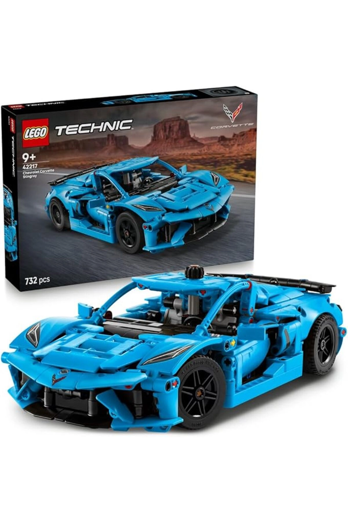 Technic Chevrolet Corvette Stingray (42217) - Blue Race Car Moving 8-Cylinder Engine