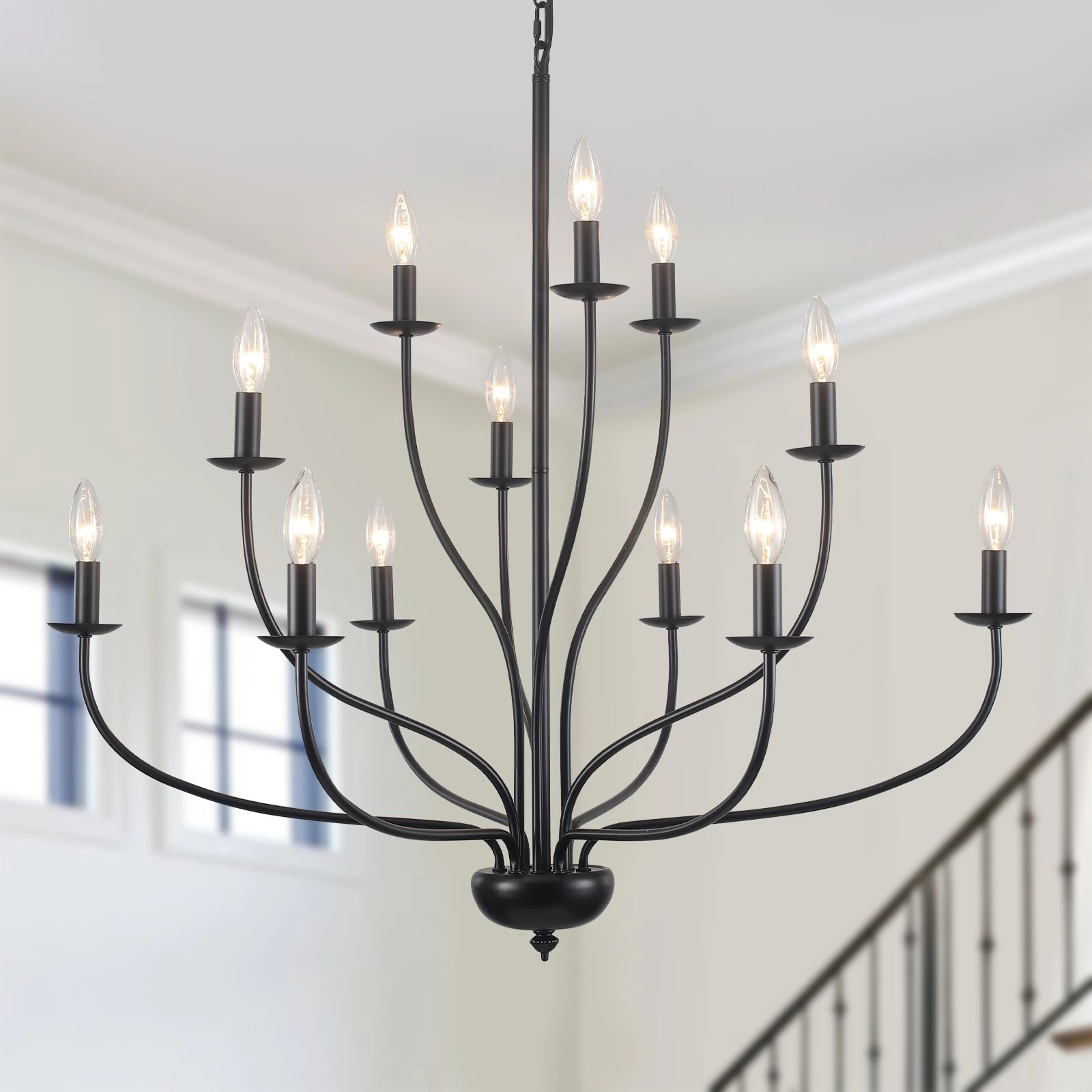 ANKYLHUA Chandelier 12 Light - 28 inches to 67 inches