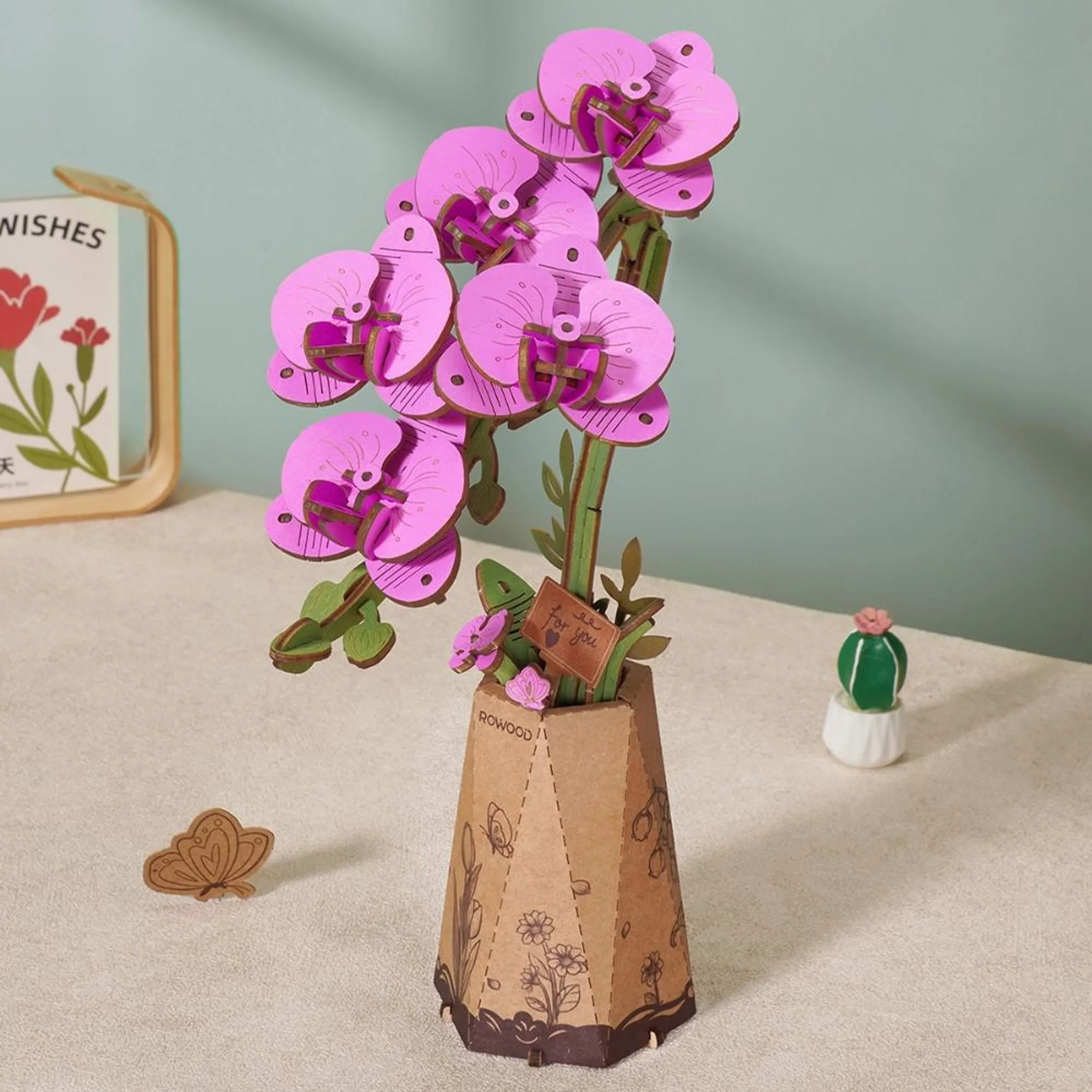 DIY Wooden Bloom Craft Purple Moth Orchid - 132 Pc