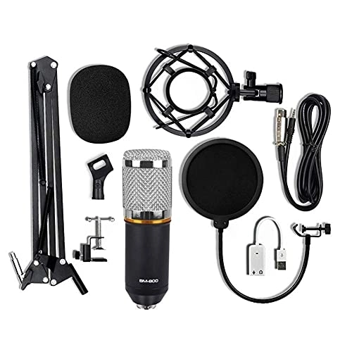 BM-800 - Black+silver + USB Sound Card + Mount Stand