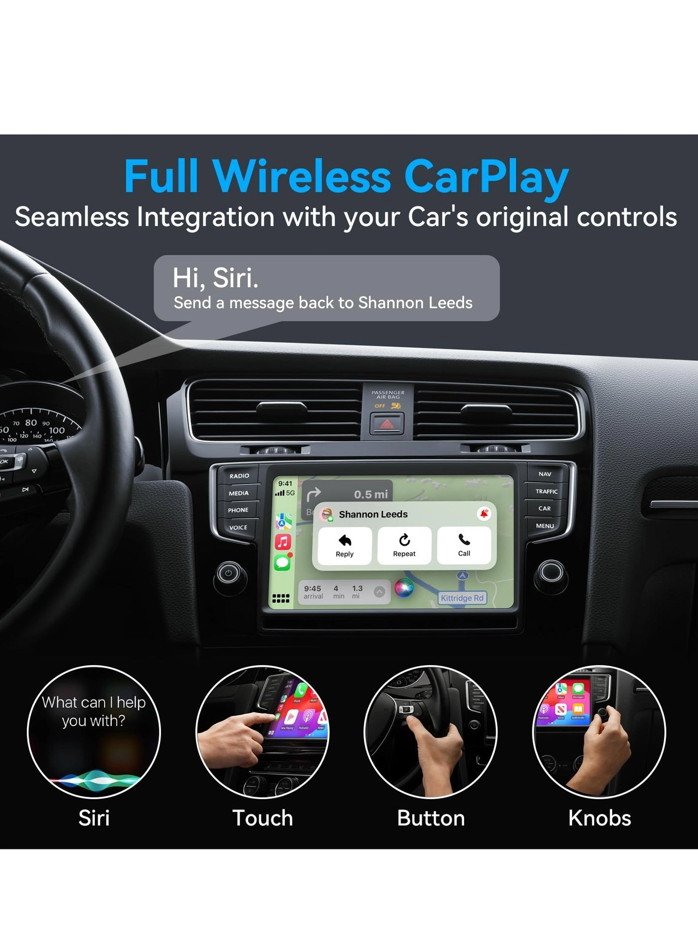 Wireless CarPlay Adapter - Bluetooth WiFi iPhone iOS 10+ 2015+ Cars