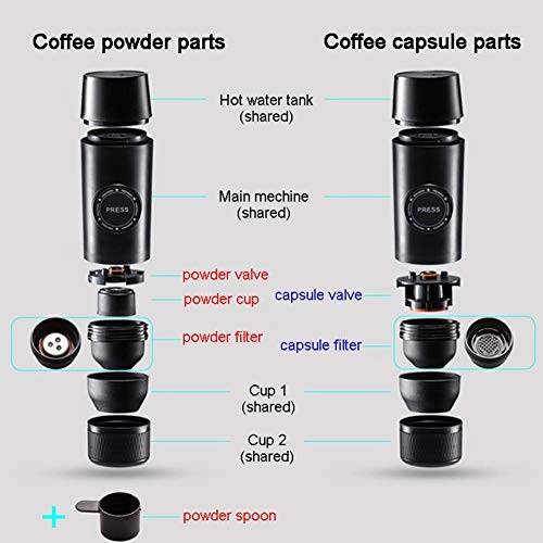 2-in-1 Espresso Coffee Maker - 2600mAh 18BAR 80ML