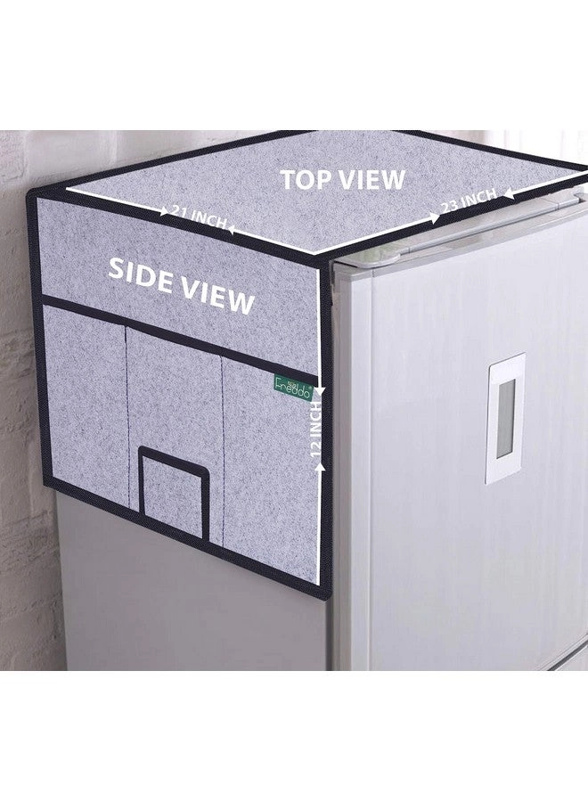 Refrigerator Top Cover - 5 Pocket 35 x 24 inch Grey Black