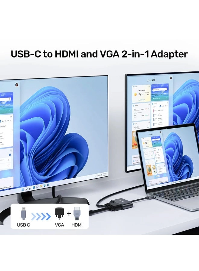 USB-C To HDMI And VGA Adapter - USB-C 4K@30Hz